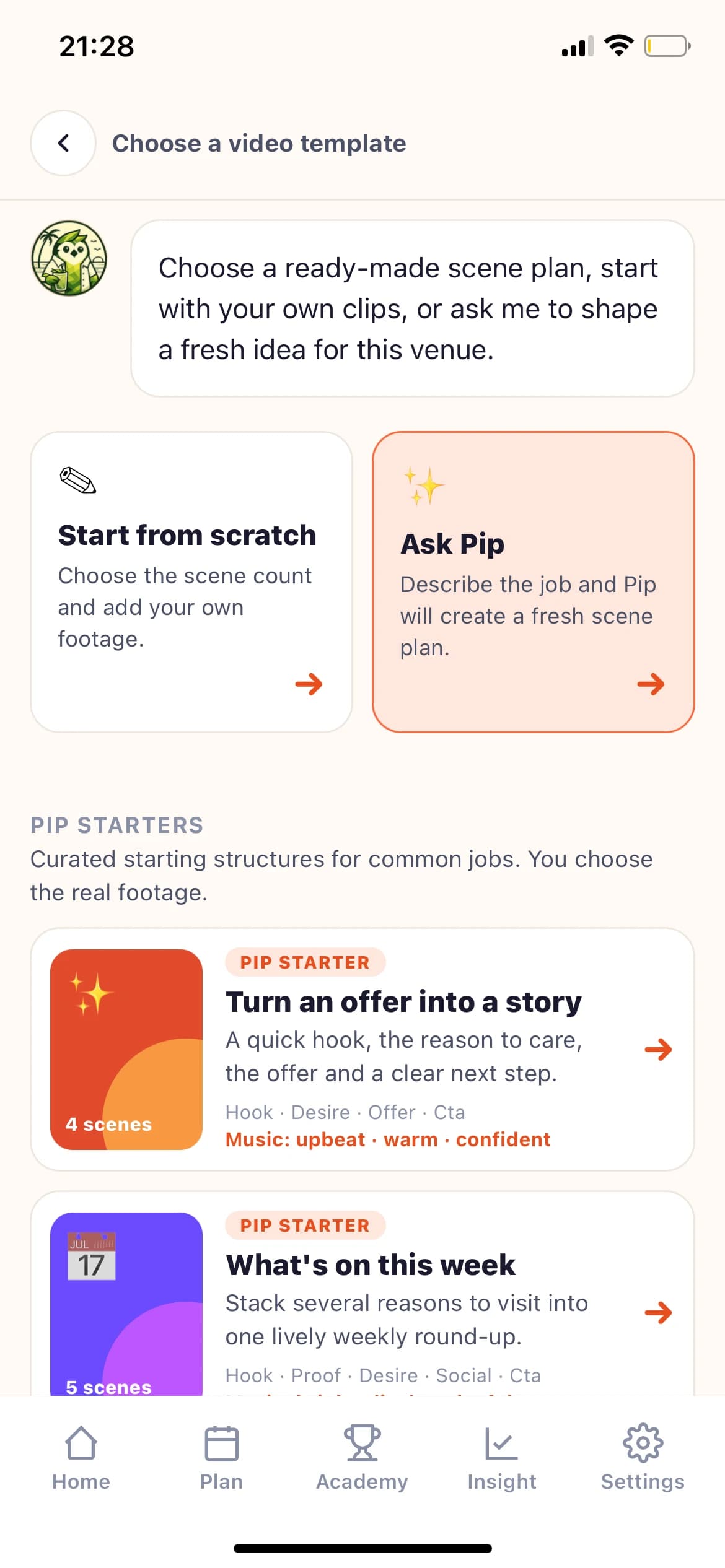 Ready-made Pip video plans for offers and weekly round-ups